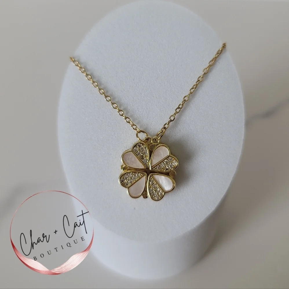 Clearance Gold-tone Four-Leaf Clover Convertible Pendant Necklace